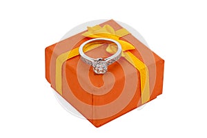 White Gold Diamond Ring with gift box