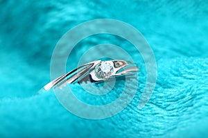 White gold engagement ring isolated