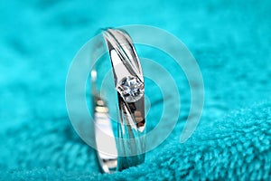 White gold engagement ring isolated