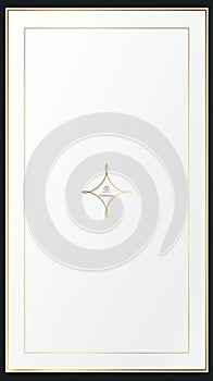 a white and gold frame on a black background