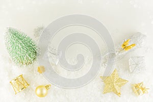 White and gold glitter Christmas theme decoration background
