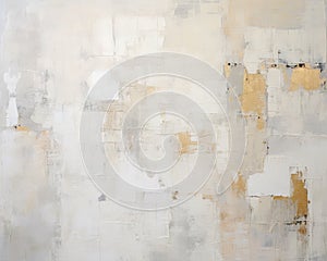 White and Gold Large Strokes of Paint, Fashionable art Design of an Abstract Painting on Canvas