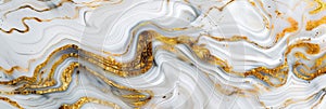 White Gold Marble Background, Luxury Granite Texture with Golden Waves, Natural Marble Stone Pattern