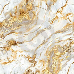 White Gold Marble Seamless Pattern, Luxury Granite Texture Background with Golden Waves