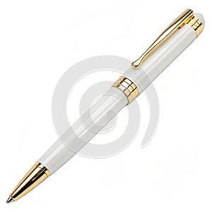 White and gold pen isolated on transparent background