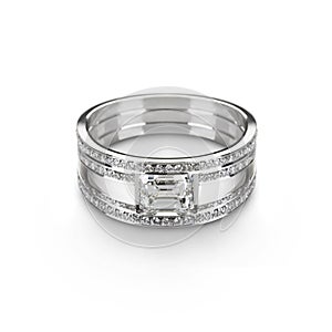 White gold ring with white diamonds