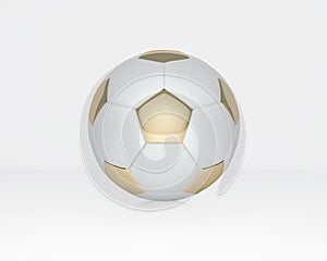 White and Gold soccer ball on white background. Golden football ball