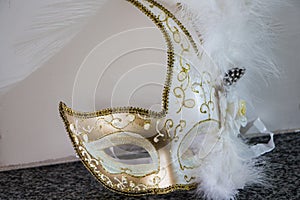 White and gold venecian mask