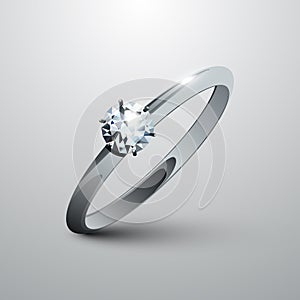 White gold wedding ring with diamond