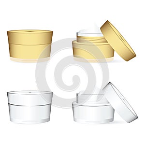 White and golden cosmetics containers