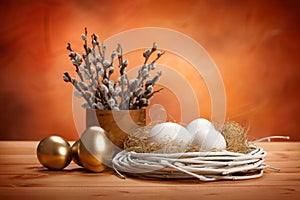 White and golden easter eggs