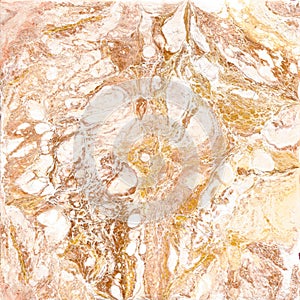 White and golden marble texture. Hand draw painting with marbled texture and gold and bronze colors. Gold marble