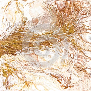 White and golden marble texture. Hand draw painting with marbled texture and gold and bronze colors. Gold marble