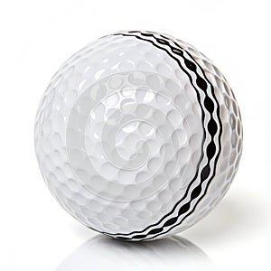 White golf ball with black and white pattern isolated on white background