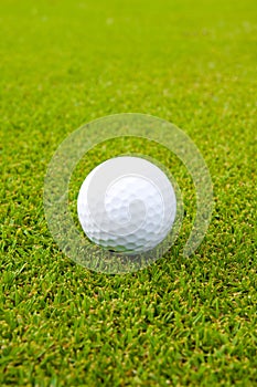White golf ball on green
