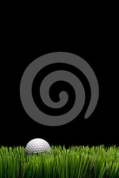 A white golf ball in green grass