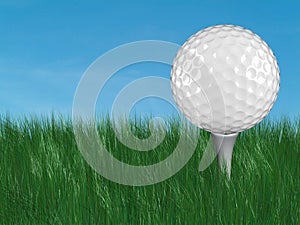 White golf ball on tee