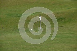 White Golf Flag at St.Andrews Golf Course Scotland