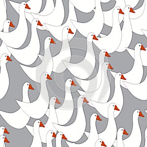 White goose Pattern seamless. waterfowl Background. Baby fabric texture vector bird