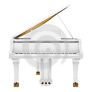 White grand piano isolated on white