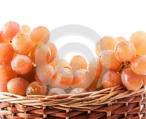 White grape in a wicker basket