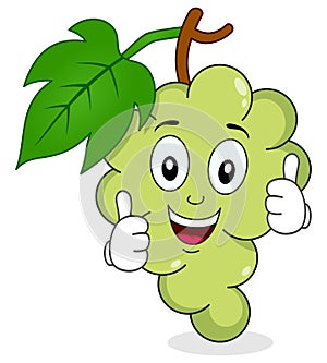 White Grapes Character with Thumbs Up