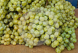 White grapes for sale on a market stall