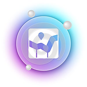 White Graph, chart, diagram, infographic icon isolated on white background. Blue and purple gradient circle background