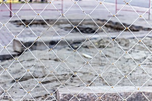 White grate with blurred background construction