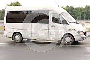 White gray blank Shuttle Bus