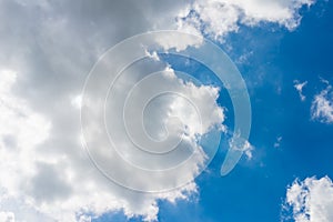 White and gray clouds in blue sky.nice day during the hot spring or summer season.copy space