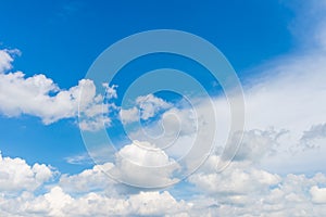 White and gray clouds in blue sky.nice day during the hot spring or summer season.copy space