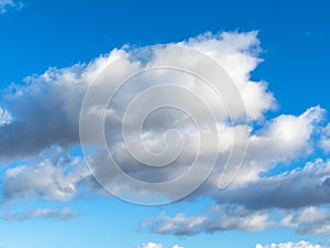 White and gray cumuli clouds in blue sky