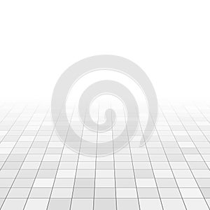 White and gray marble tiles on bathroom floor. Rectangle tiles in perspective grid. Abstract vector background