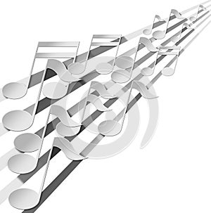 White and Gray Musical Notes Isolated on White Background