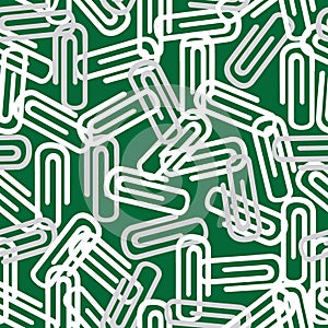 White and gray paperclips seamless pattern