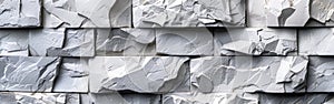 White and Gray Stone Cement Board Texture Wall Background Panorama Banner