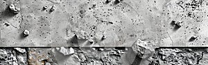 White and Gray Stone Cement Board Texture Wall Background Panorama Banner