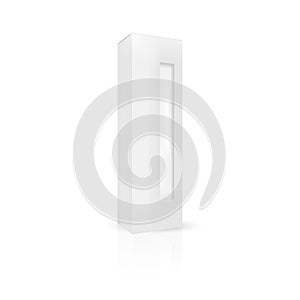 White gray tall packaging box with front thin window