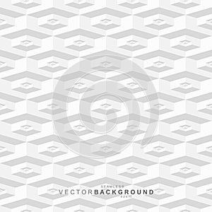 White and gray tile seamless hexagonal texture. Geometric decorative background. Vector 3d ceramic polygonal pattern