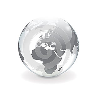 White gray vector world globe - europe