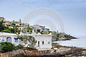 White Greek house on the coast