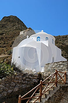 White Greek Orthodox Church on Karpathos Island in Greece