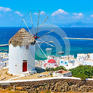 White greek windmilll with in Mykonos