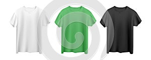 White, green and black t-shirt isolated on white background front view