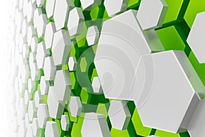 white and green hexagon background