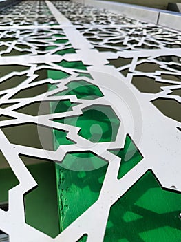 White and green Islamic ornaments in the boarding school