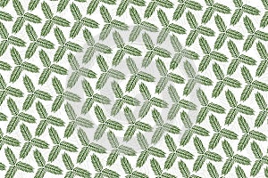 White and green pine needle holly branch diagonal christmas pattern