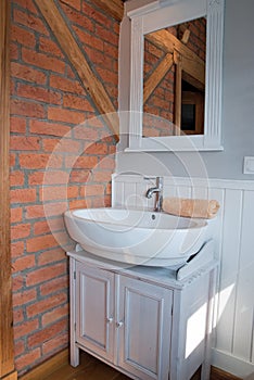 White grey bathroom with sink