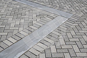 White and grey brick outdoor walkway